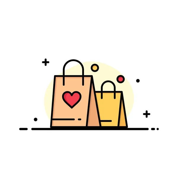 Çanta, Aşk, Kalp, Düğün İş Logo Şablonu. Düz Renk — Stok Vektör