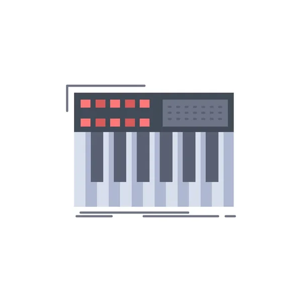 Synth, klavye, midi, sentezleyici, synthesizer Düz Renk Simgesi — Stok Vektör