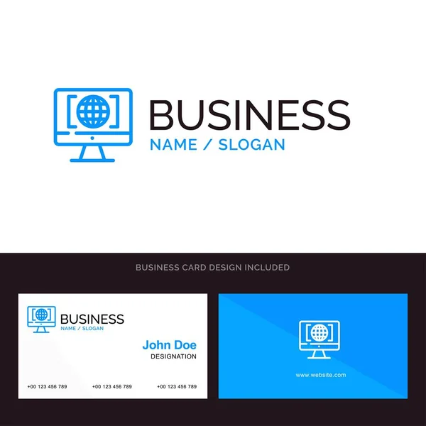 Computer, Internet, Mondo, Big Think Blue Business logo e Busi — Vettoriale Stock