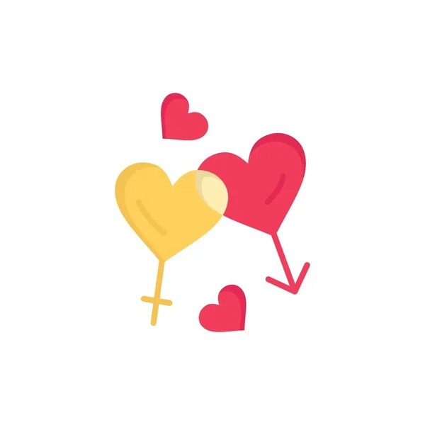 Corazón, Hombre, Mujeres, Amor, Valentine Flat Color Icono. Icono del vector — Vector de stock