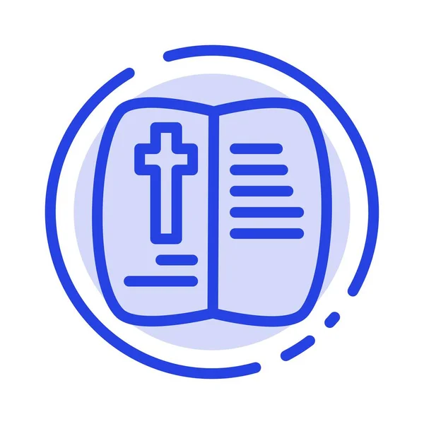 Book, Open, Easter, Nature Blue Dotted Line Icon — стоковый вектор