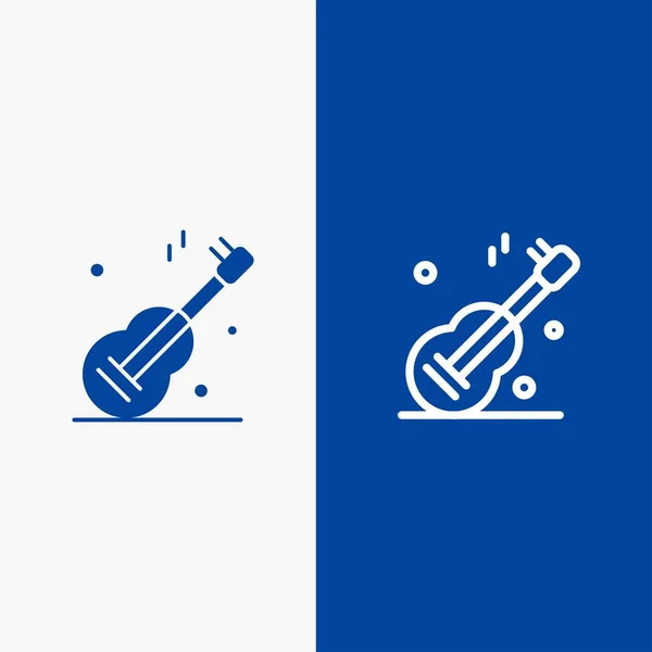 Guitare, Musique, Usa, American Line et Glyphe Icône solide Bann bleu — Image vectorielle