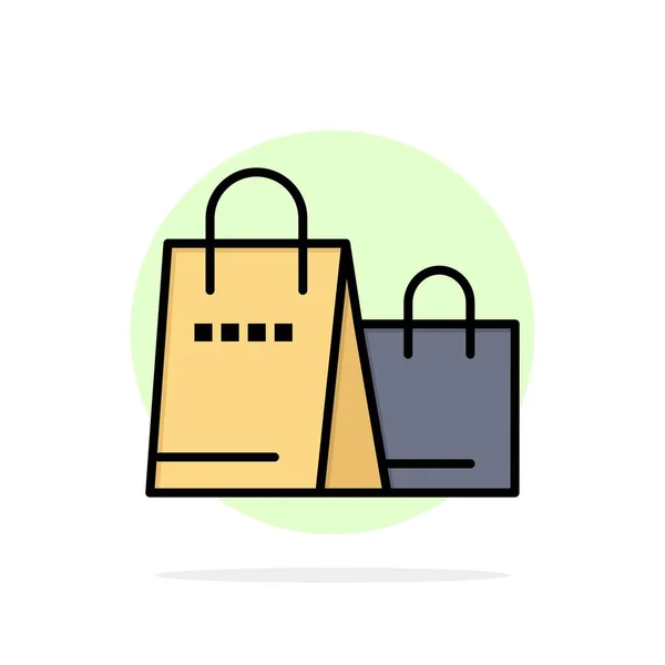 Sac, Sac à main, Shopping, Boutique Résumé Cercle Arrière-plan Flat col — Image vectorielle