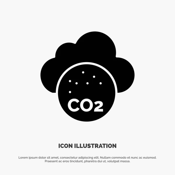 Воздух, углекислый газ, Co2, загрязнение твердого иконного вектора глифов — стоковый вектор