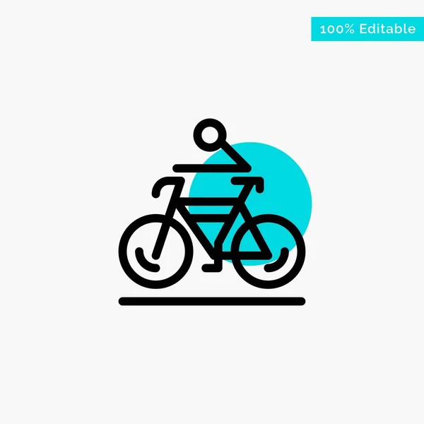 Activity, Bicycle, Bike, Biking, Cycling turquoise highlight cir — Stock Vector