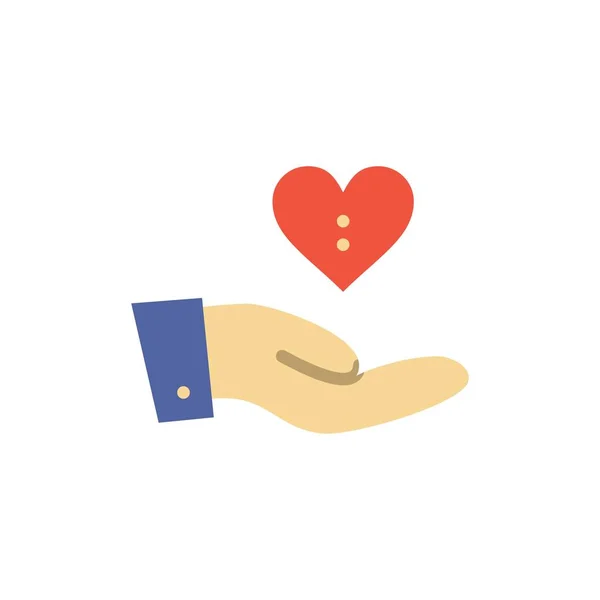 Carità, Donazione, Dare, Mano, Love Flat Color Icon. Vettore i — Vettoriale Stock