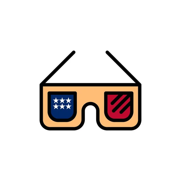 Sonnenbrille, Brille, amerikanische, usa flache Farbe Symbol. Vektorsymbol — Stockvektor