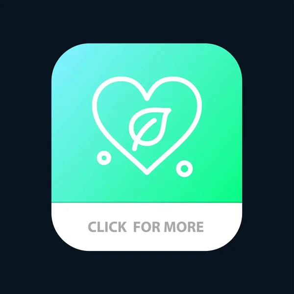 Herz, grün, Welt, speichern mobile App-Taste. android und ios lin — Stockvektor