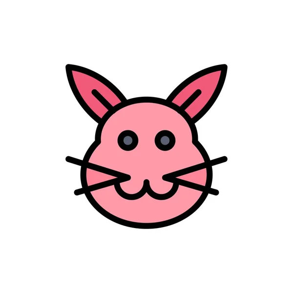 Банни, Банни, Пасха, икона плоского цвета кролика. Значок вектора — стоковый вектор