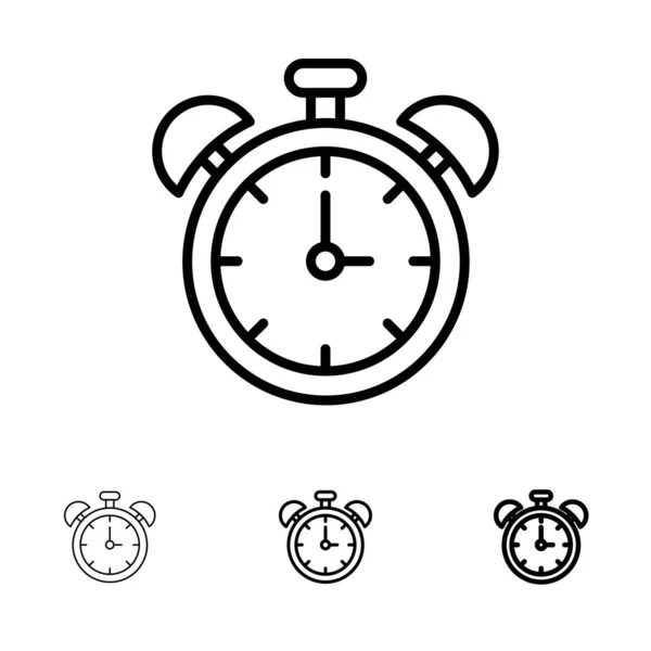 Alarma, Reloj, Educación, Tiempo Desnudo y delgado conjunto de iconos de línea negra — Vector de stock