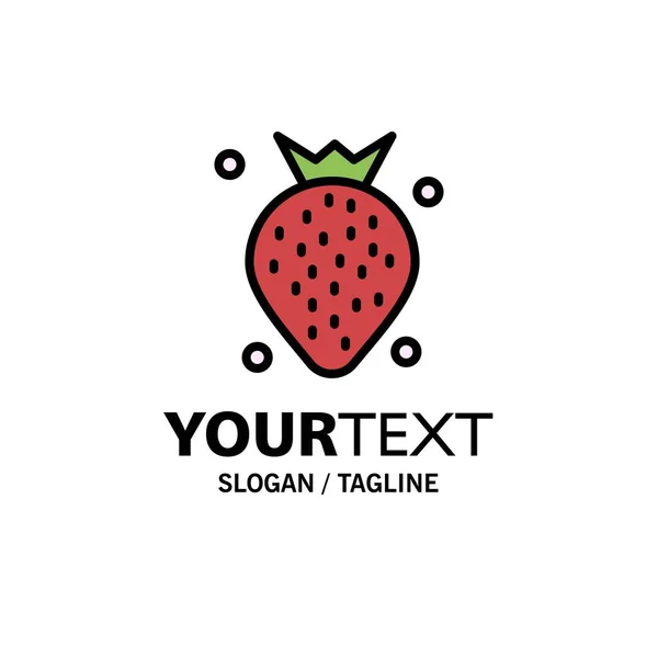 Strawberry, Food, Fruit, Berry Business Logo Template. Flat Colo