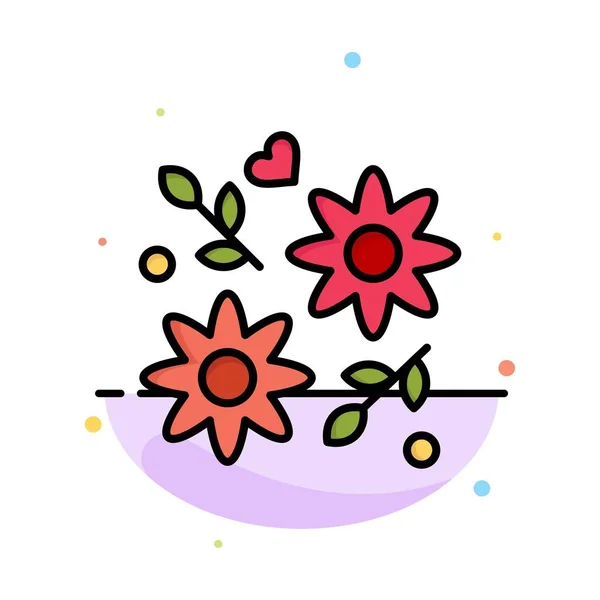 Modèle abstrait d'icône de couleur plate de fleur, cadeau, amour, mariage — Image vectorielle