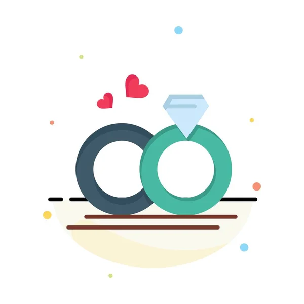 Ring, Marriage, Wedding, Love Abstract Flat Color Icon Template — Stock Vector