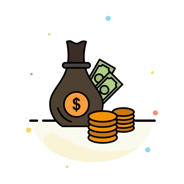 Argent, Banque, Entreprise, Pièces de monnaie, Or Abstrait Flat Color Icon Temp — Image vectorielle