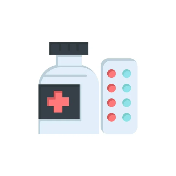 Медицина, медицина, таблетки, икона плоского цвета в больнице. Значок вектора — стоковый вектор