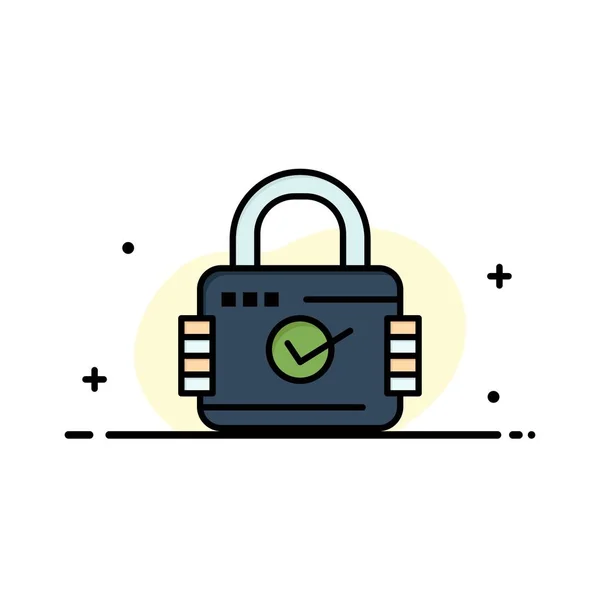 Lock, Padlock, Security, Secure Business Logo Template. Flat Col — Stock Vector