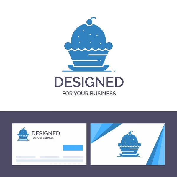 Cartão de visita criativo e modelo de logotipo Bolo, Sobremesa, Muffin , — Vetor de Stock