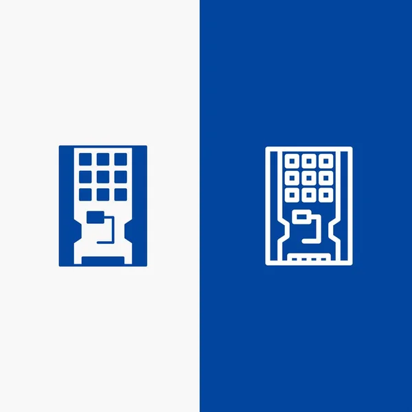 디스크, 드라이브, 하드웨어, 솔리드, SSD 라인 및 글리프 솔리드 아이콘 파란색 — 스톡 벡터
