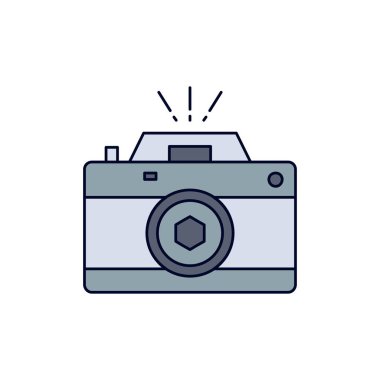 Kamera, fotoğraf, yakalama, fotoğraf, diyafram Düz Renk Simge Ve