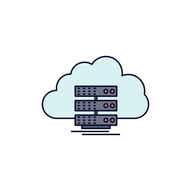 bulut, depolama, bilgi işlem, veri, akış Düz Renk Simge Vektör