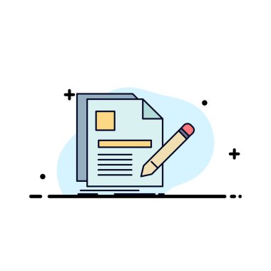 belge, dosya, sayfa, kalem, devam düz renk simge vektör