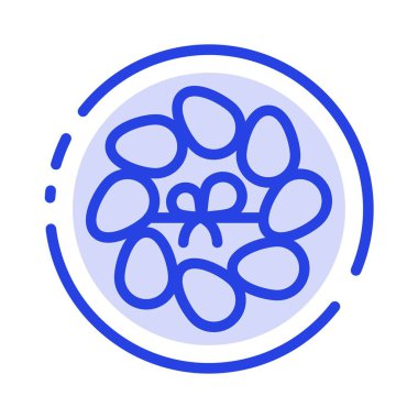 Dekorasyon, Paskalya, Çiçek, Bitki Mavi Noktalı Çizgi Hattı Simgesi