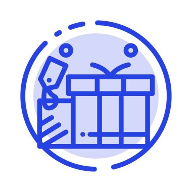 Hediye, Tag, Love, Düğün Mavi Noktalı Çizgi Simgesi