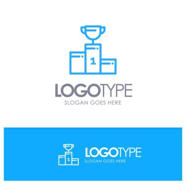 Kase, Tören, Şampiyon, Kupa, Goblet Mavi anahat Logo pla ile