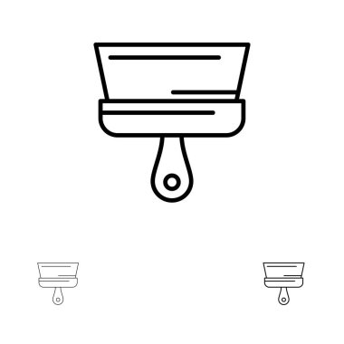 Fırça, Boya, Paintbrush, Takım Kalın ve ince siyah çizgi simge seti