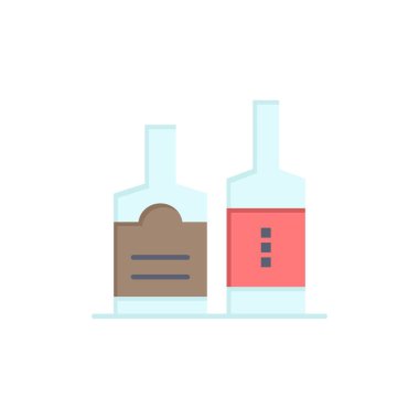 Alkol, içecek, şişe, şişe düz renk simgesi. Vektör simgesi