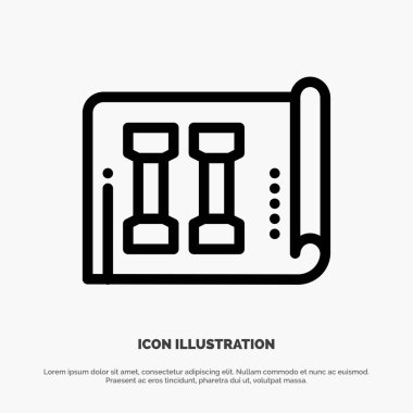 Ekipman, Fitness, Envanter, Spor Hattı Simge Vektör