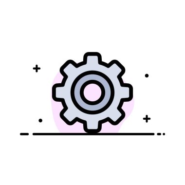 Temel, Genel, Dişli, Tekerlek İş Düz Hat Dolgulu Simge Vektör