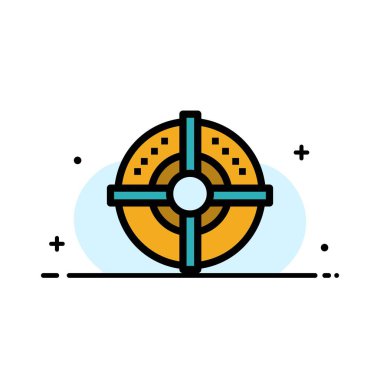 Hedef, Ok, Strateji, Nokta İş Düz Çizgi Dolu Simge V