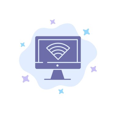 Bilgisayar, Monitör, Wifi, Soyut Bulut Geri Sinyal Mavi Simge