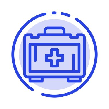 Çanta, Sağlık çantası, Motivasyon Mavi Noktalı Çizgi Hattı Simgesi