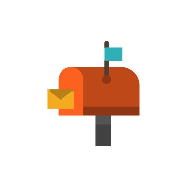 Posta, Posta, Posta Kutusu, Postane Düz Renk Simgesi. Vektör simgesi b