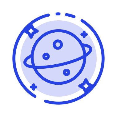 Gezegen, Satürn, Uzay Mavisi Noktalı Çizgi Simgesi