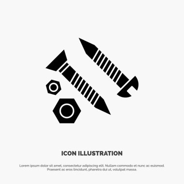 Vidalar, Bina, İnşaat, Takım, İş katı Glyph Icon vect