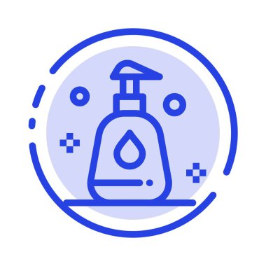 Temizleme, Püskürtme, Temiz Mavi Noktalı Çizgi Simgesi