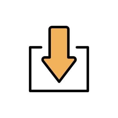 Ok, Aşağı, Düz Renk Simgesi indir. Vektör simgesi afiş Templ