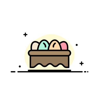 Sepet, Paskalya, Yumurta İş Düz Hat Dolu Simge Vektör Banne