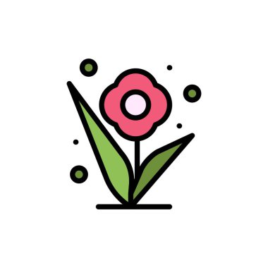 Çiçek, Bitki, Gül, Bahar Düz Renk Simgesi. Vektör simgesi afiş