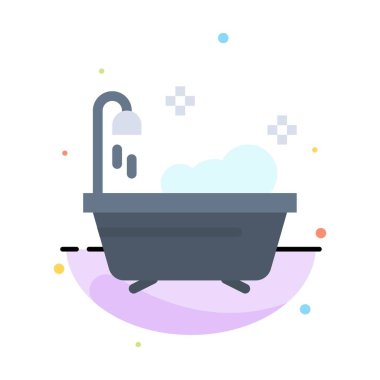 Banyo, Temiz, Duş Soyut Düz Renk Simgesi Şablon
