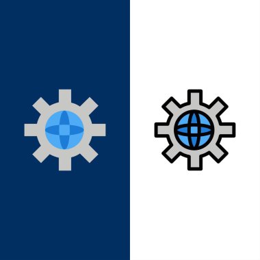 Dünya, Küre, Ayar, Teknik Simgeler. Düz ve Hat Dolgulu Ic