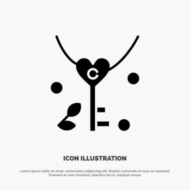 Anahtar, Aşk, Kalp, Düğün katı Glyph Icon vektör