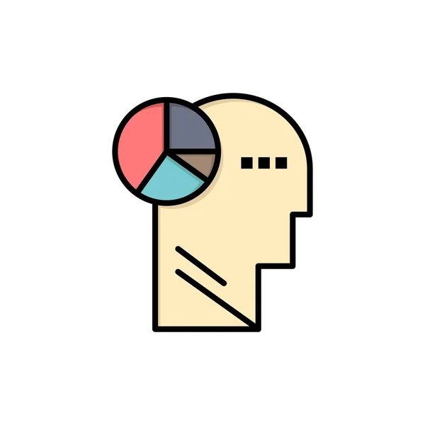 Grafik, Kopf, Geist, Denken flache Farbe Symbol. Banner mit Vektorsymbol — Stockvektor