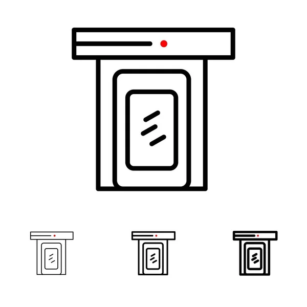 Райни, Мбаппе, Дверь, Домашний Жирный и тонкий набор значков черной линии — стоковый вектор