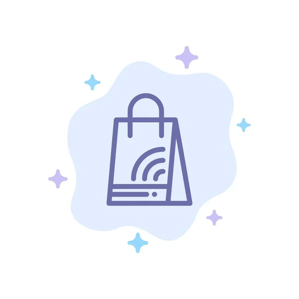 Sac, Sac à main, Wifi, Shopping Blue Icon sur Abstract Cloud Backgro — Image vectorielle