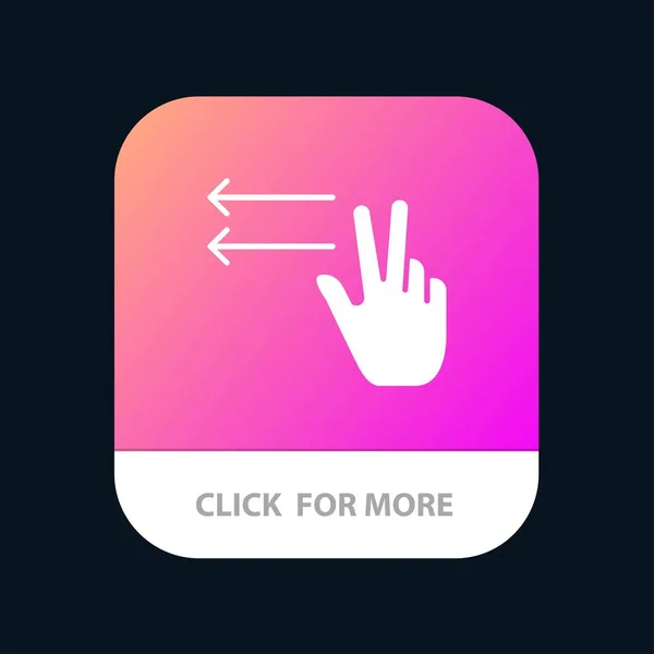 Dedos, gesto, izquierda botón de la aplicación móvil. Glifo de Android e IOS — Vector de stock
