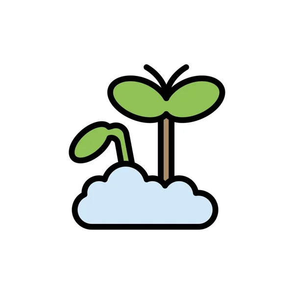 Growth, Increase, Maturity, Plant Flat Color Icon (dalam bahasa Inggris). Ikon vektor - Stok Vektor